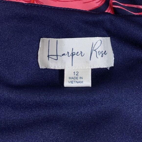 Harper Rose Maxi Dress Women's 12 Dark Blue Multicolor Floral Sleeveless Zip Up - Picture 5 of 8